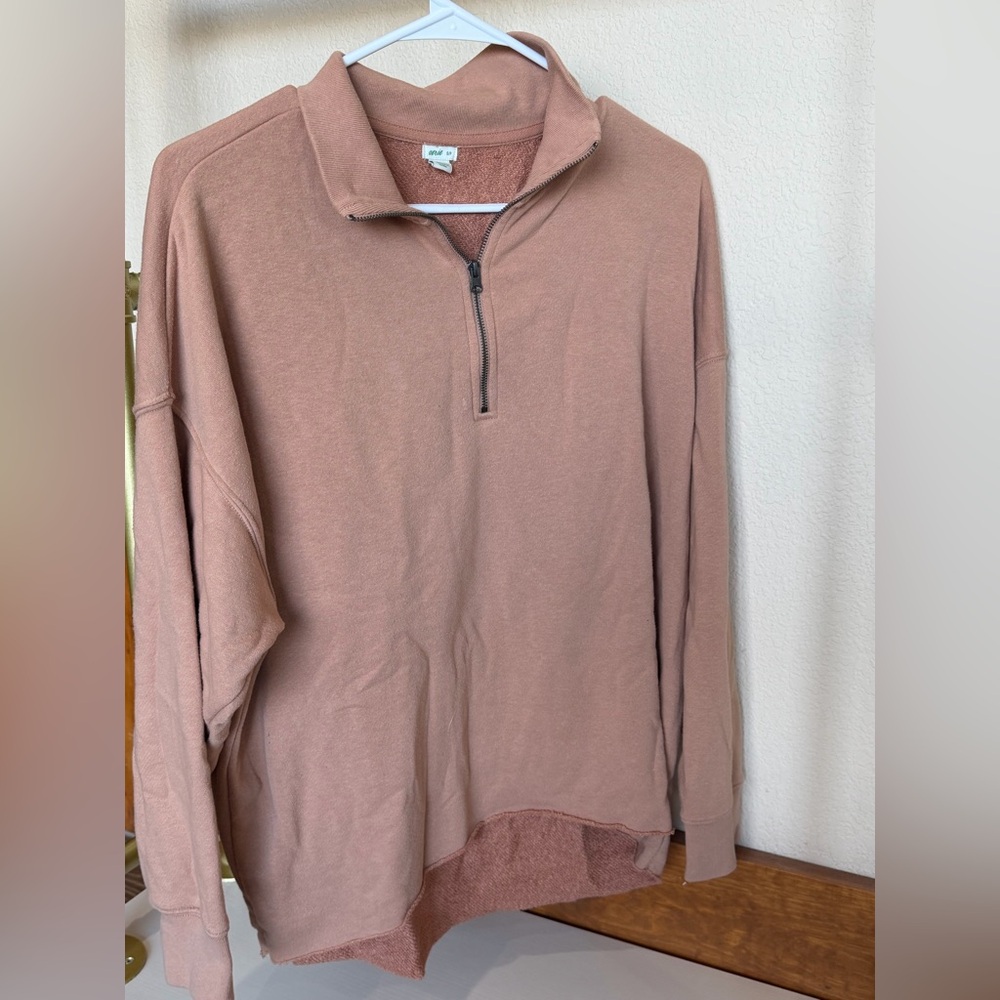 Aerie Women’s tan Quarter-Zip Sweater